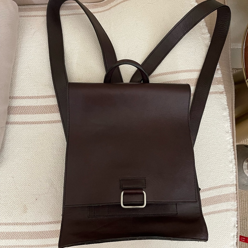 Dark Chocolate Brown Leather Backpack